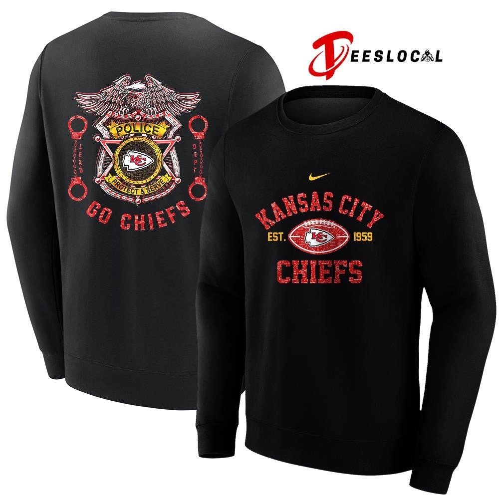 Kansas City Chiefs law enforcement tribute protect and serve logo shirt