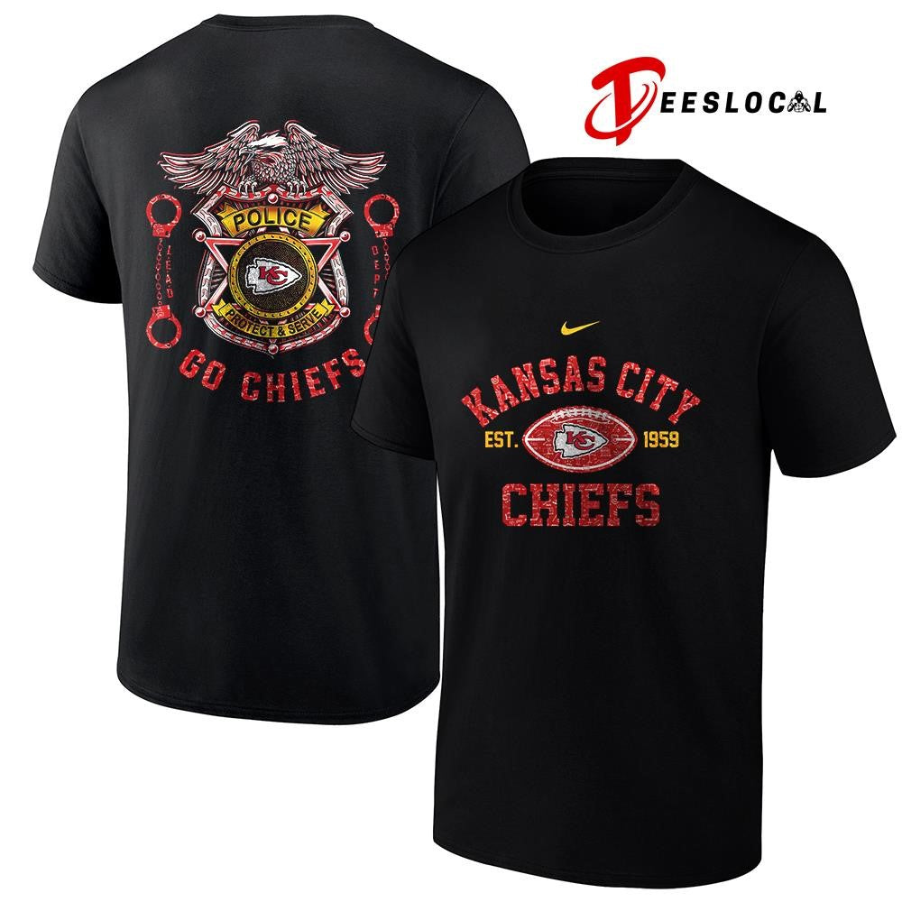 Kansas City Chiefs law enforcement tribute protect and serve logo shirt