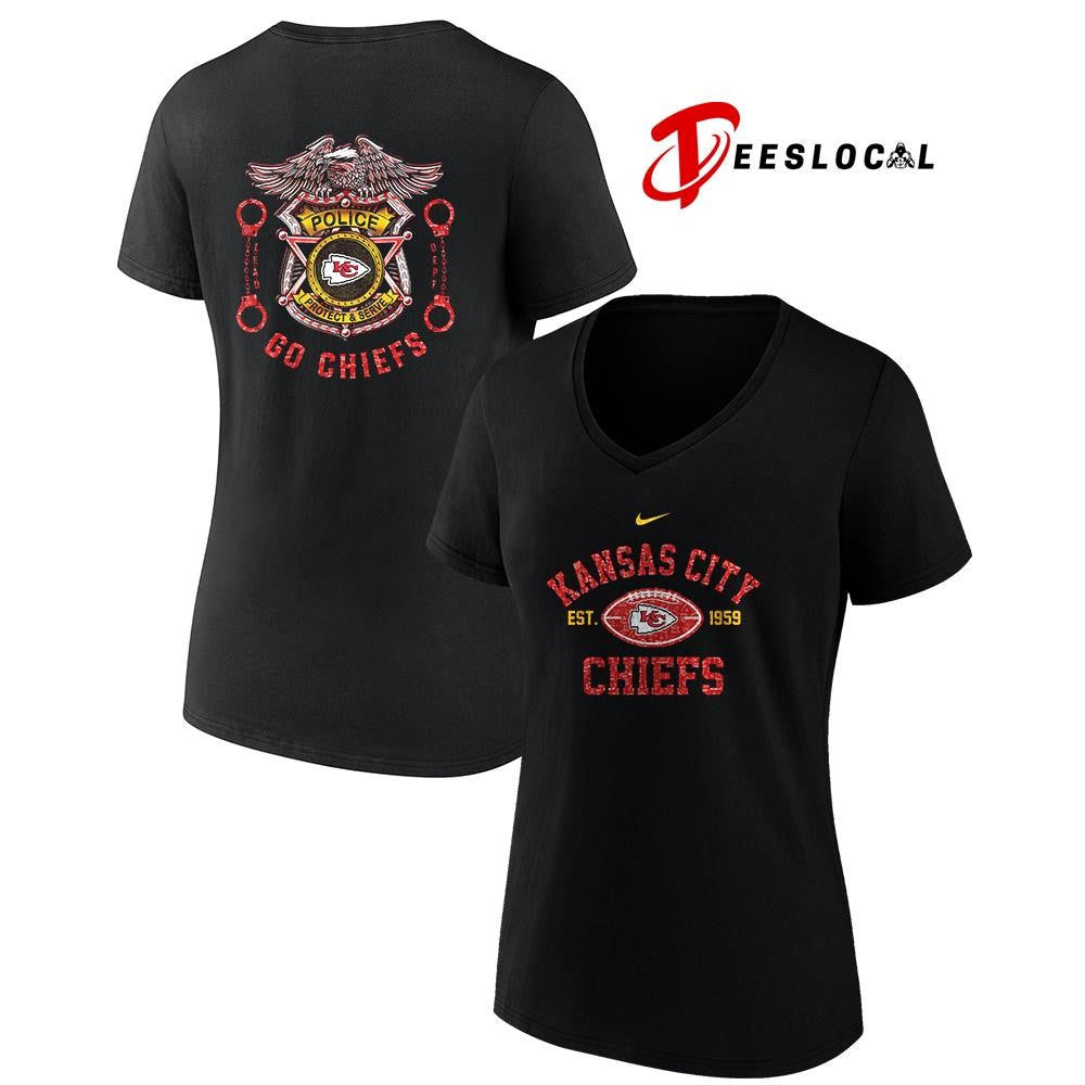 Kansas City Chiefs law enforcement tribute protect and serve logo shirt