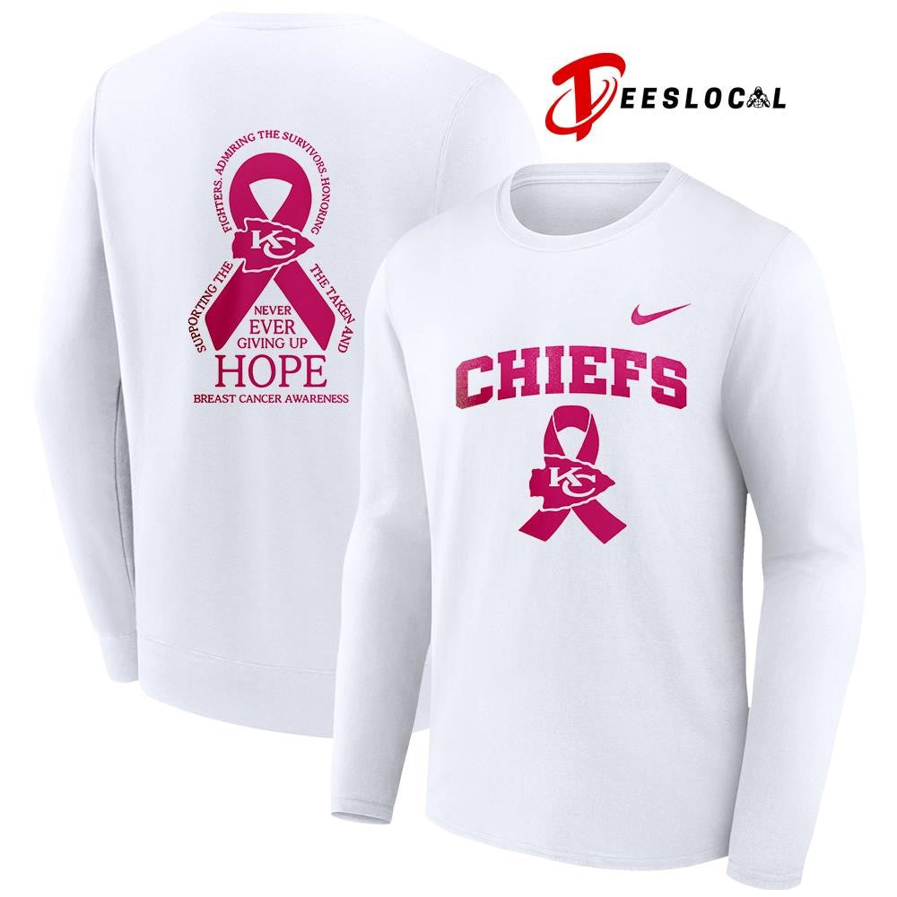 Kansas City Chiefs never ever giving up hope breast cancer awareness shirt