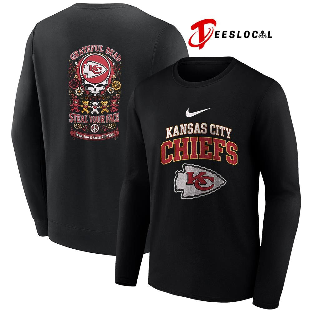 Kansas City Chiefs x Grateful Dead steal your face peace love logo shirt