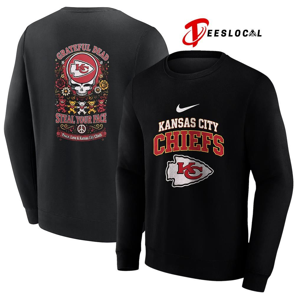 Kansas City Chiefs x Grateful Dead steal your face peace love logo shirt