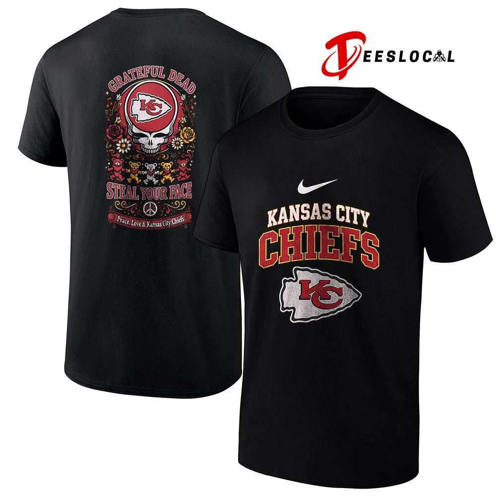 Kansas City Chiefs x Grateful Dead steal your face peace love logo shirt