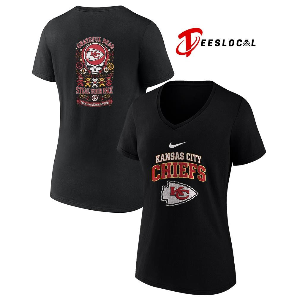 Kansas City Chiefs x Grateful Dead steal your face peace love logo shirt