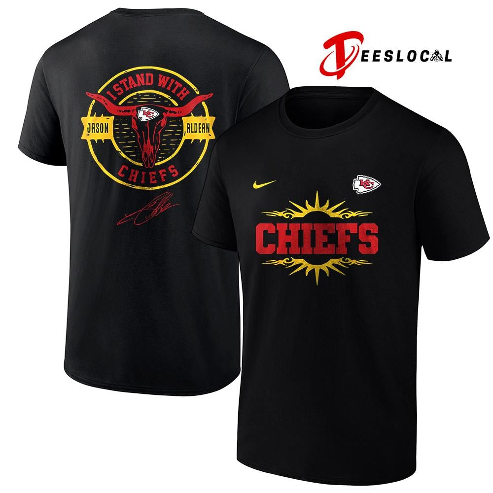 Kansas City Chiefs x Jason Aldean I stand signature logo shirt ]