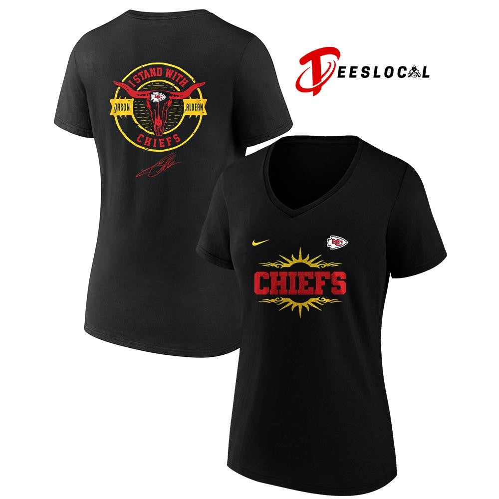 Kansas City Chiefs x Jason Aldean I stand signature logo shirt ]