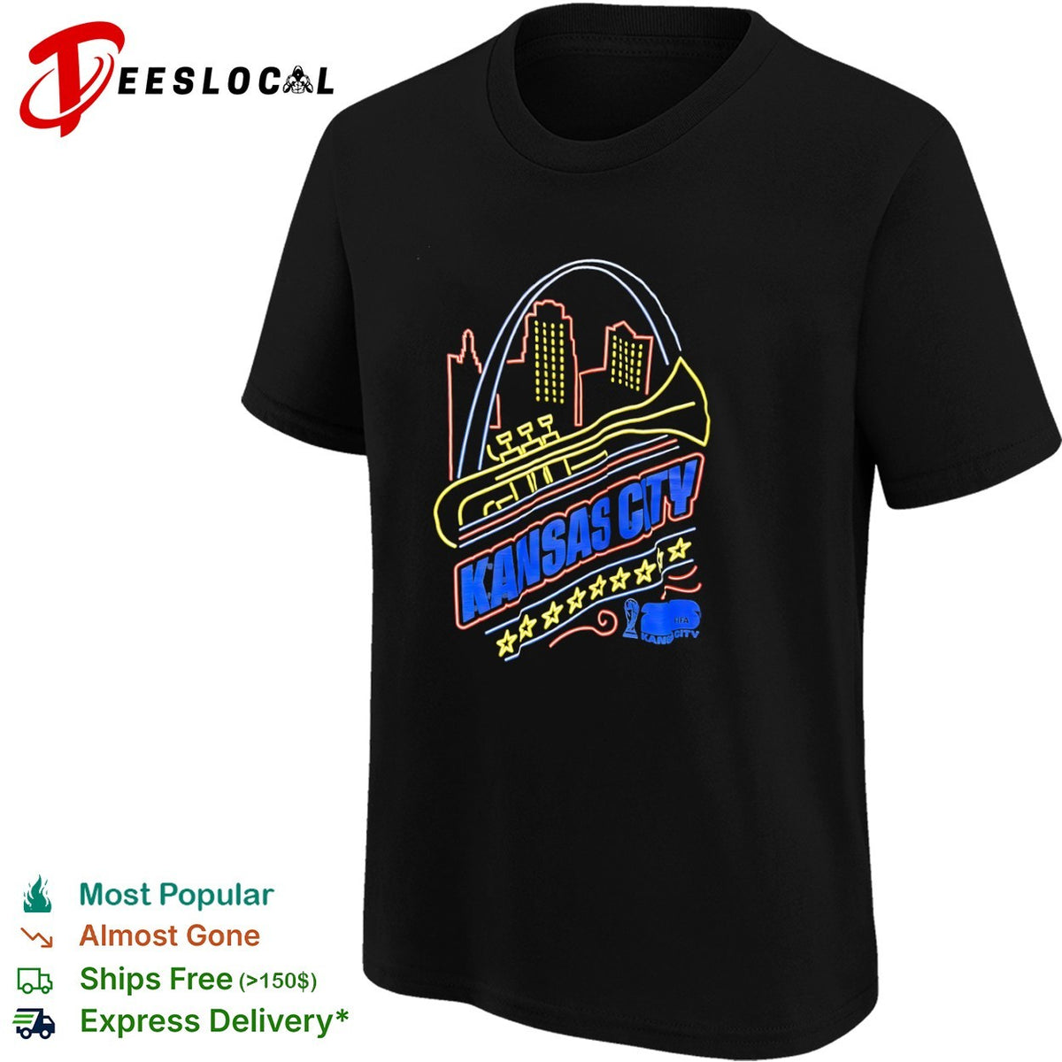 Kansas City FIFA 26 World Cup Gateway Arch Trumpet Skyline shirt