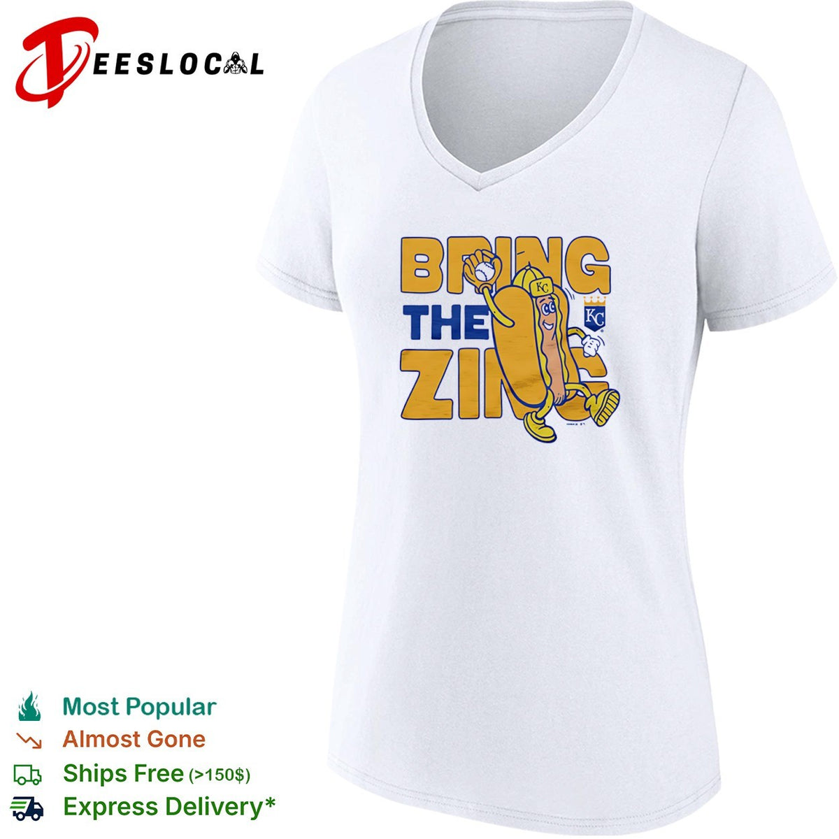 Kansas City Royals bring the zing hot dog KC shirt