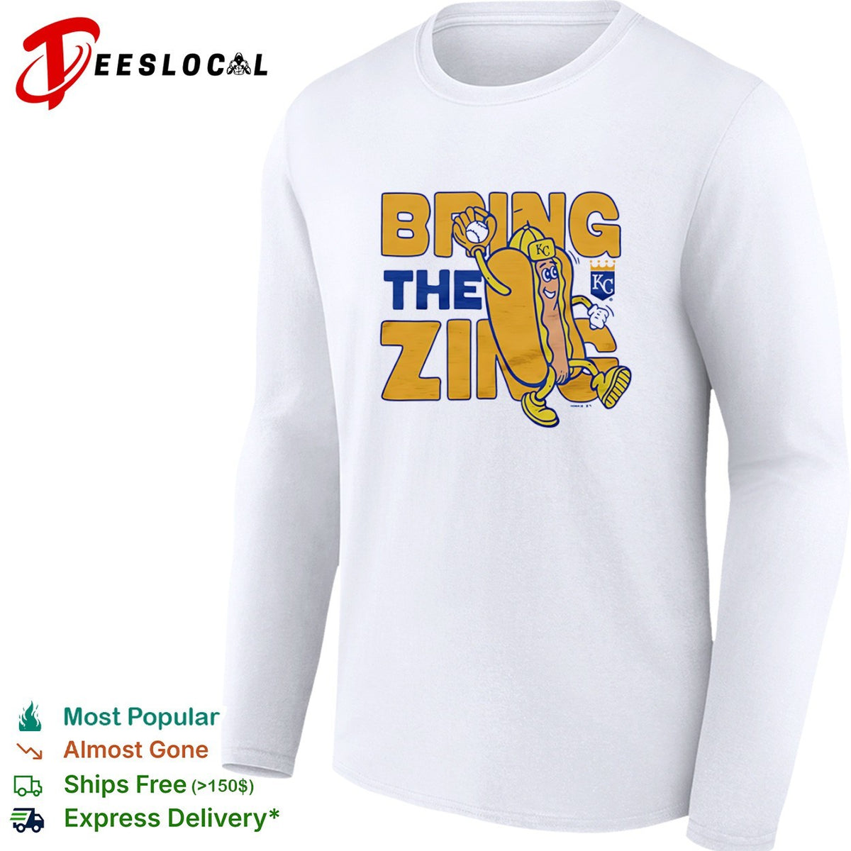 Kansas City Royals bring the zing hot dog KC shirt