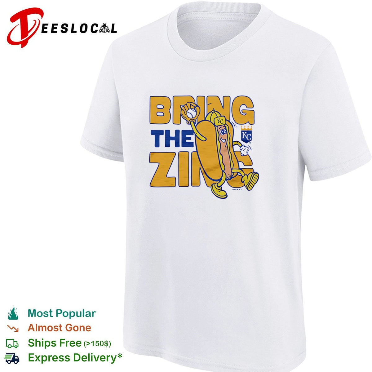 Kansas City Royals bring the zing hot dog KC shirt