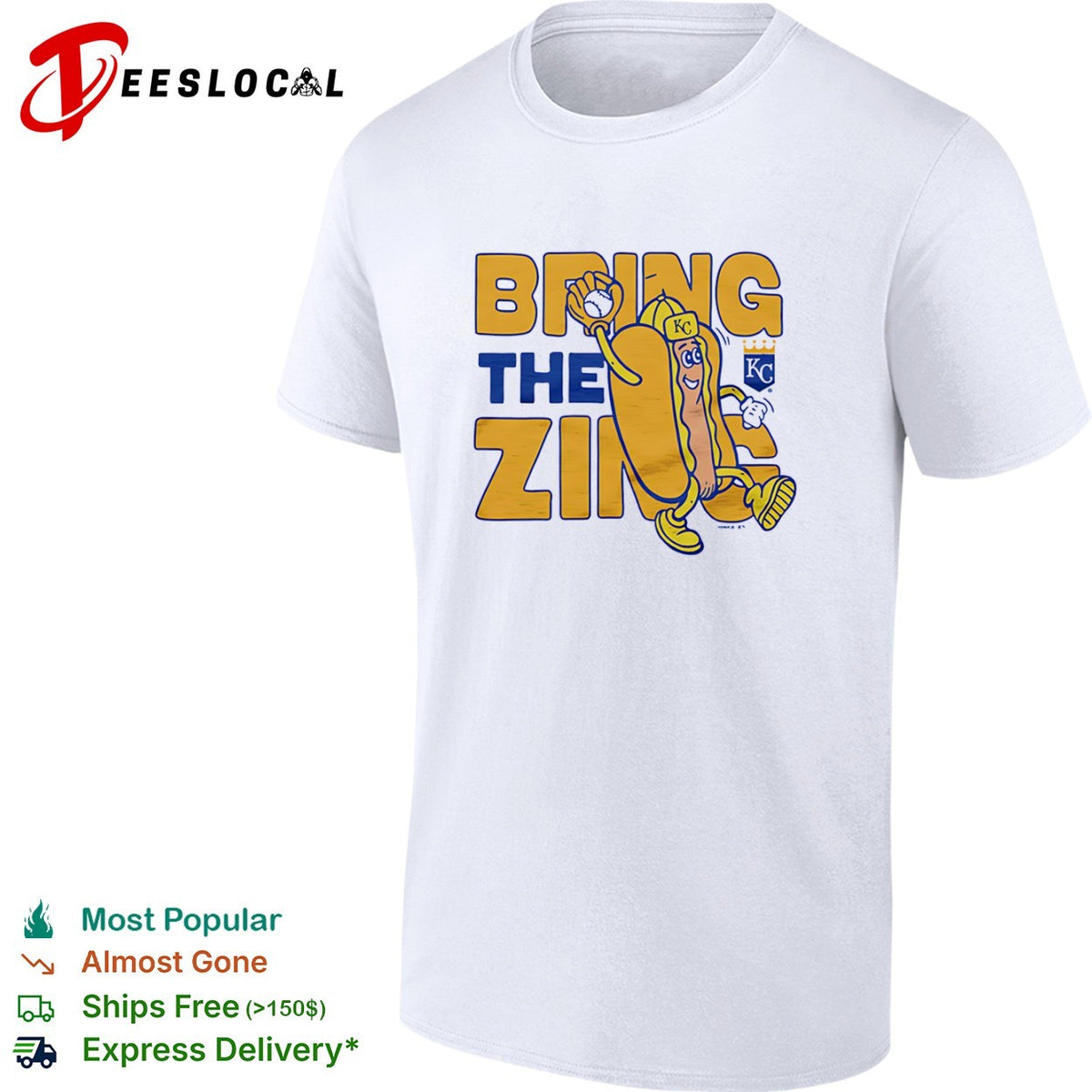 Kansas City Royals bring the zing hot dog KC shirt