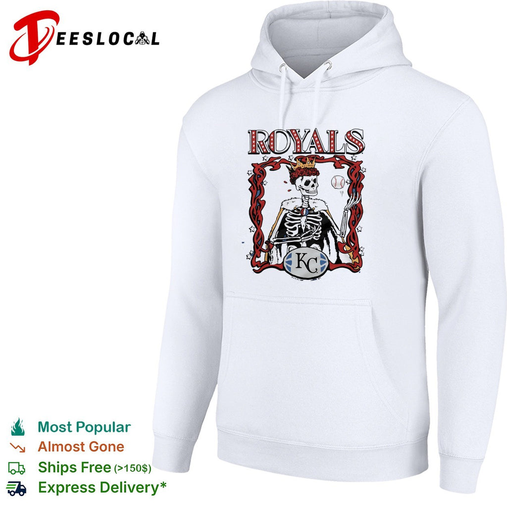Kansas City Royals x Grateful Dead skeleton king crown MLB graphic shirt