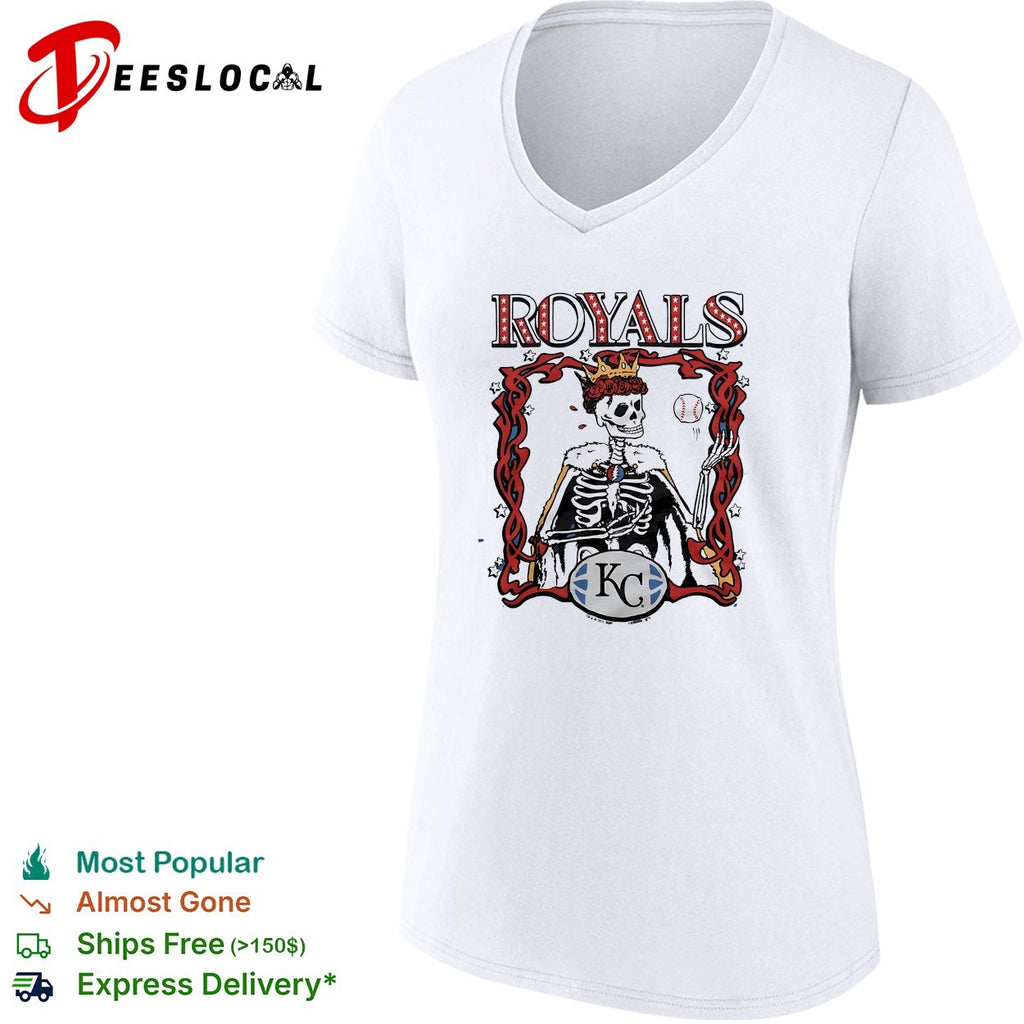 Kansas City Royals x Grateful Dead skeleton king crown MLB graphic shirt