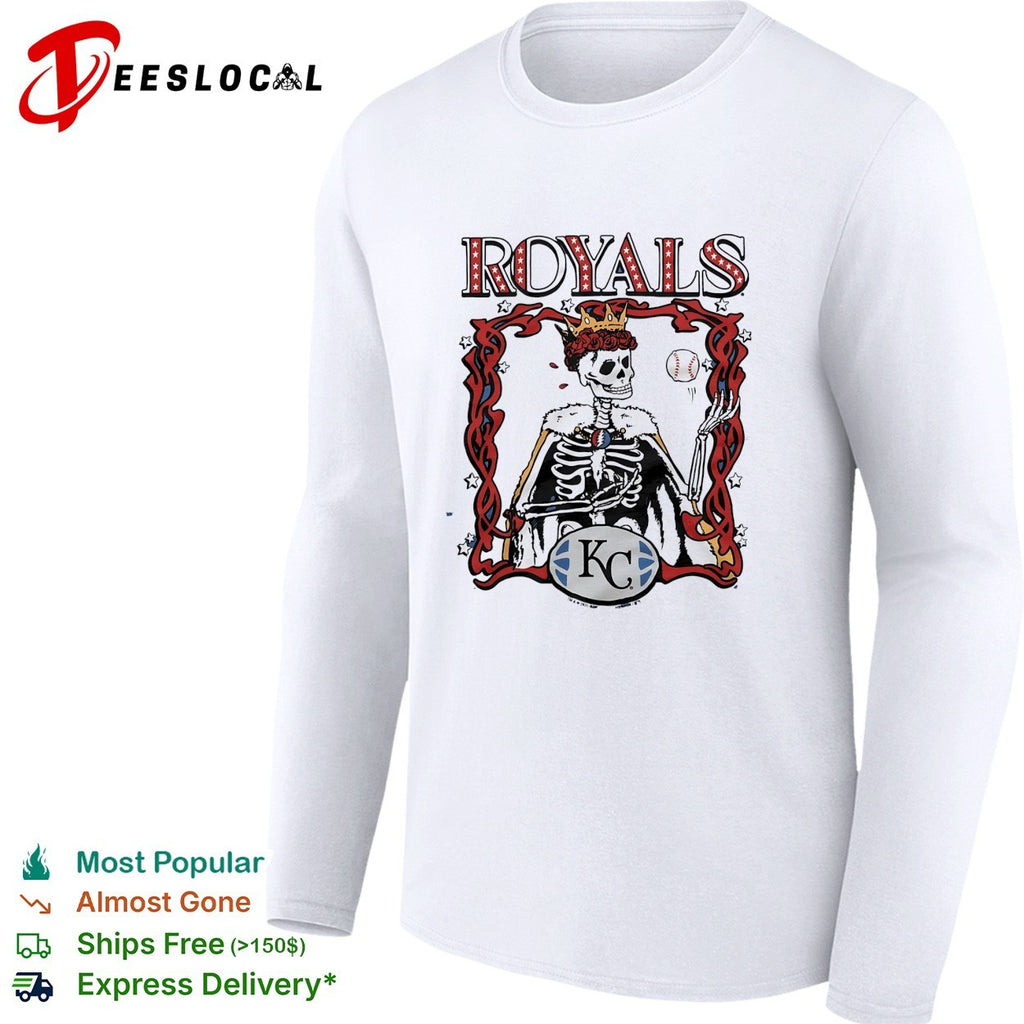 Kansas City Royals x Grateful Dead skeleton king crown MLB graphic shirt