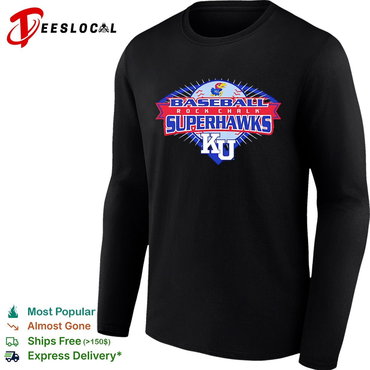 Kansas Jayhawks Baseball Rock Chalk Superhawks KU shirt