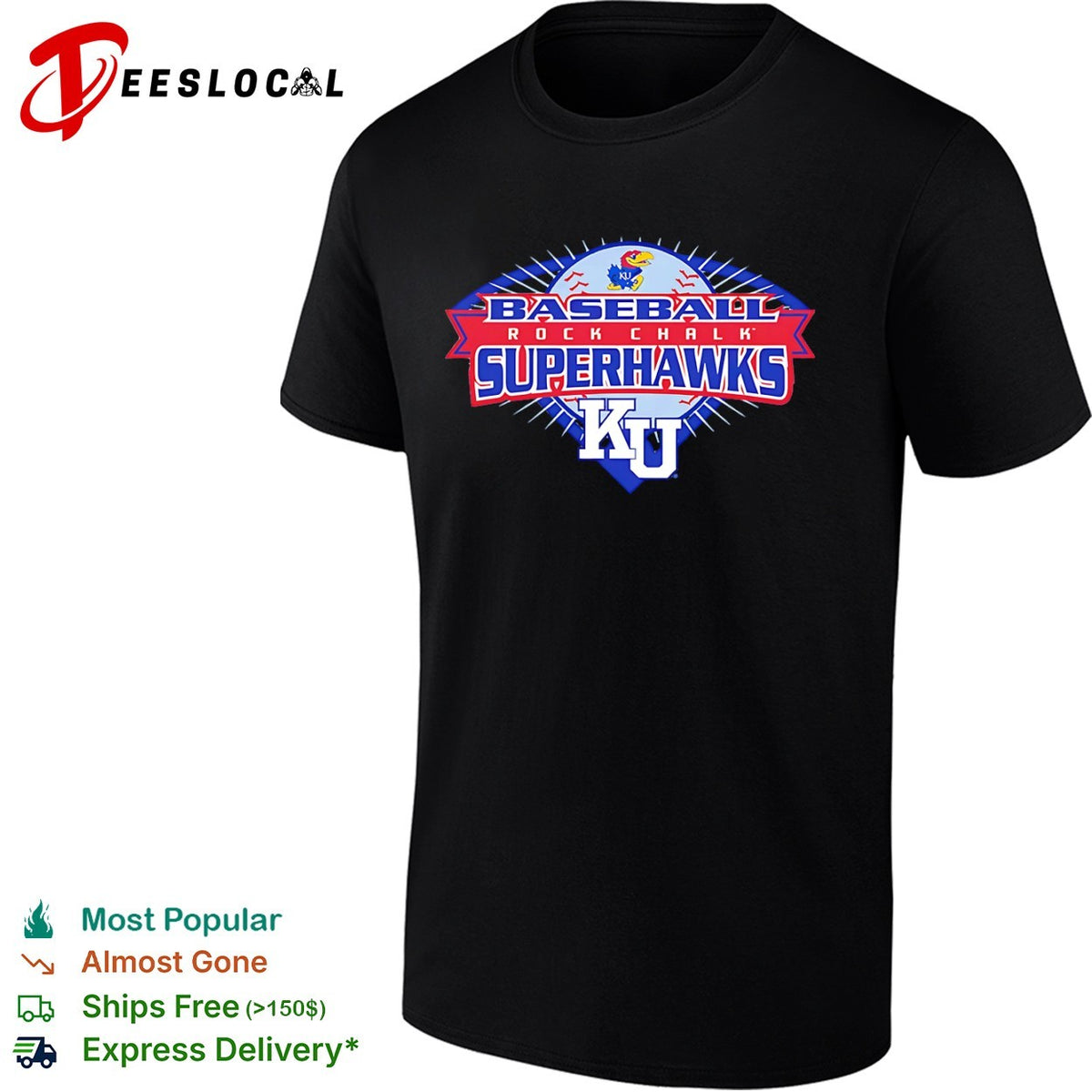 Kansas Jayhawks Baseball Rock Chalk Superhawks KU shirt