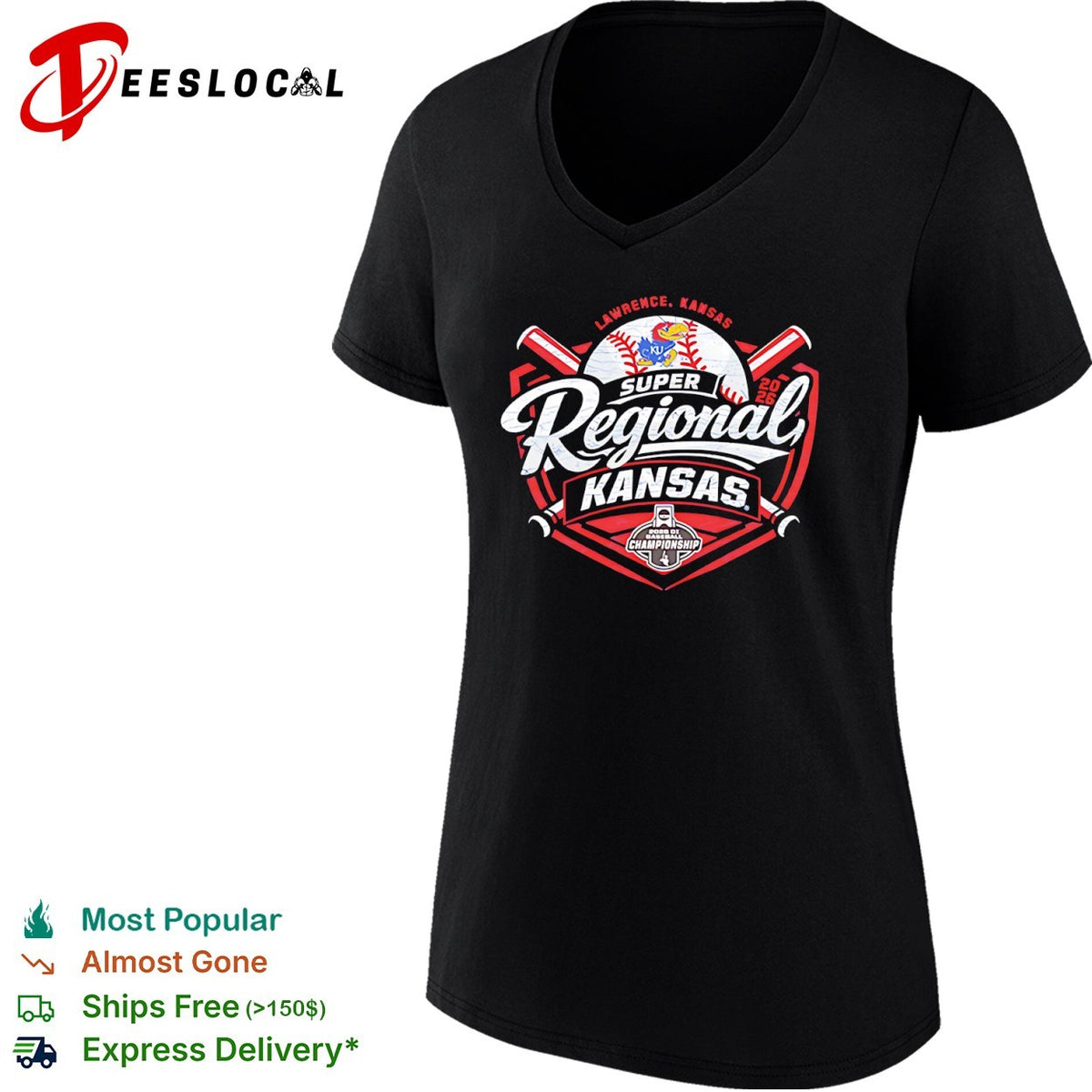 Kansas Jayhawks Super Regional 2026 Lawrence NCAA DI Baseball Championship shirt