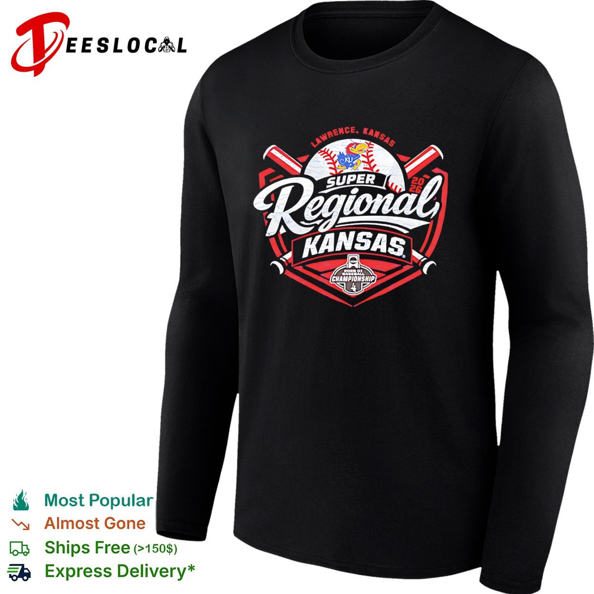 Kansas Jayhawks Super Regional 2026 Lawrence NCAA DI Baseball Championship shirt