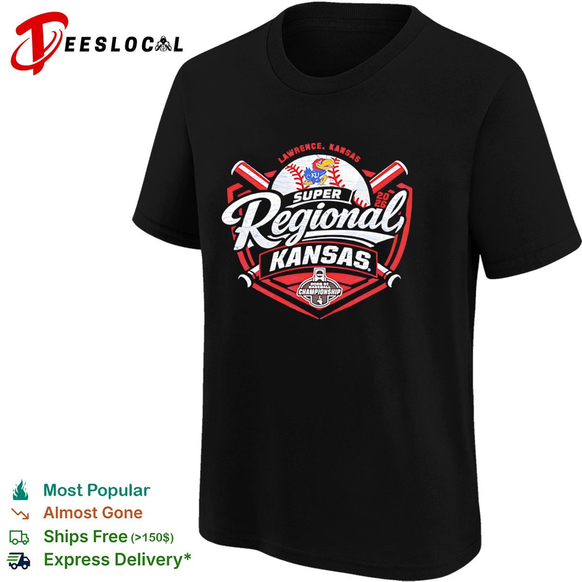 Kansas Jayhawks Super Regional 2026 Lawrence NCAA DI Baseball Championship shirt