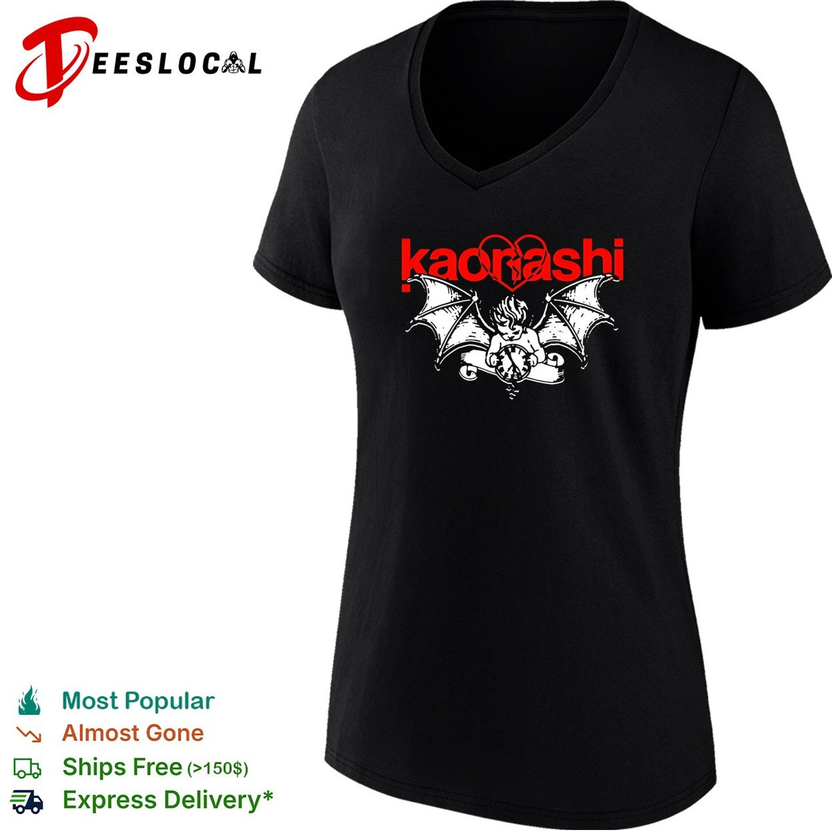Kaorashi winged cherub with broken heart and clock shirt