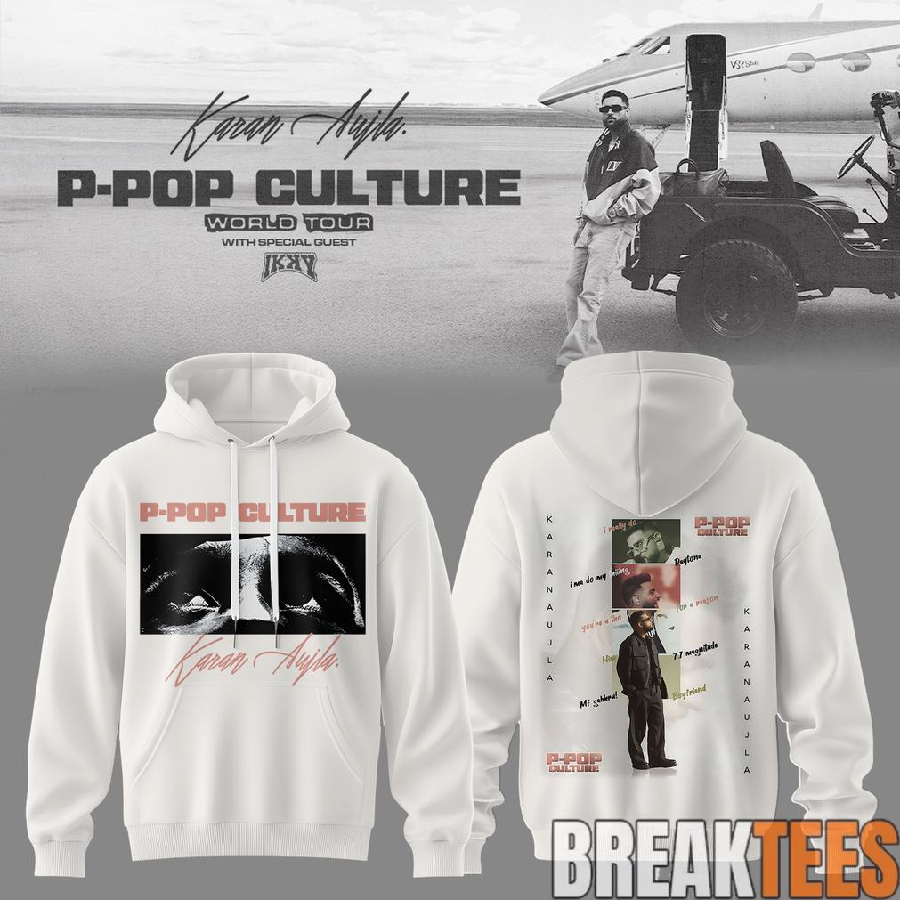 Karan Aujla P-Pop Culture World Tour Signature White Hoodie