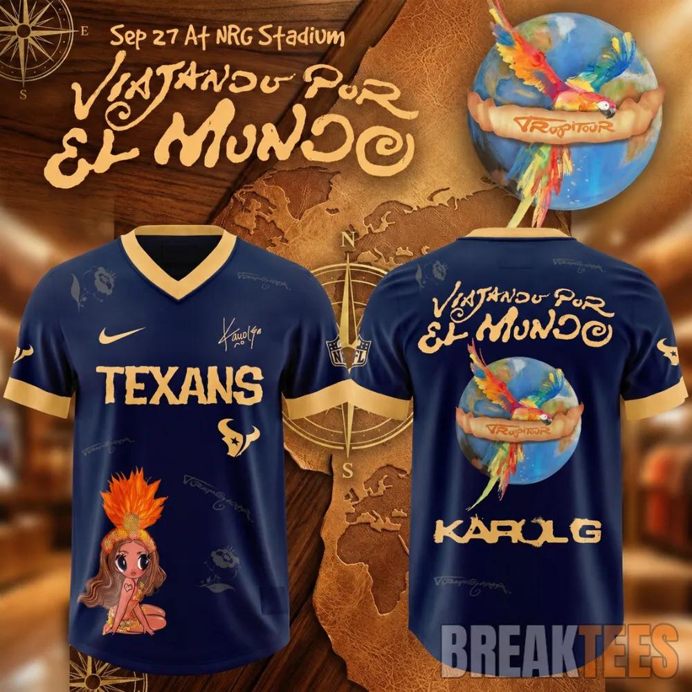 Karol G Houston Texans Viajando Por El Mundo Football Jersey
