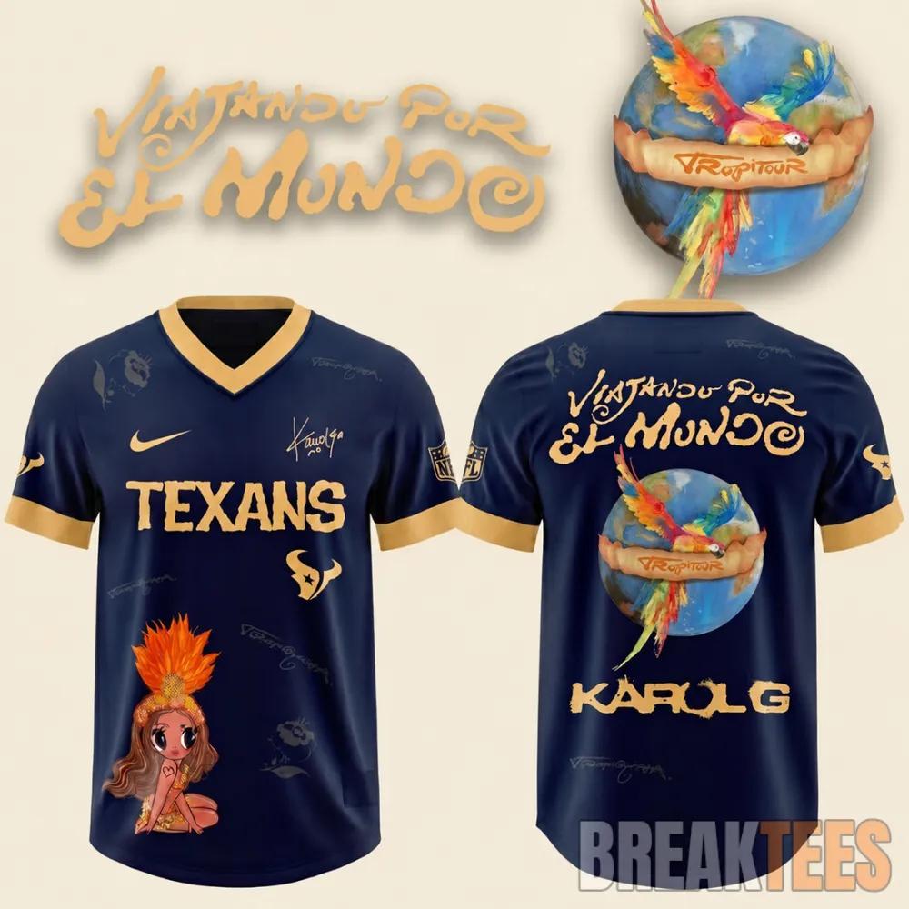 Karol G Houston Texans Viajando Por El Mundo Football Jersey