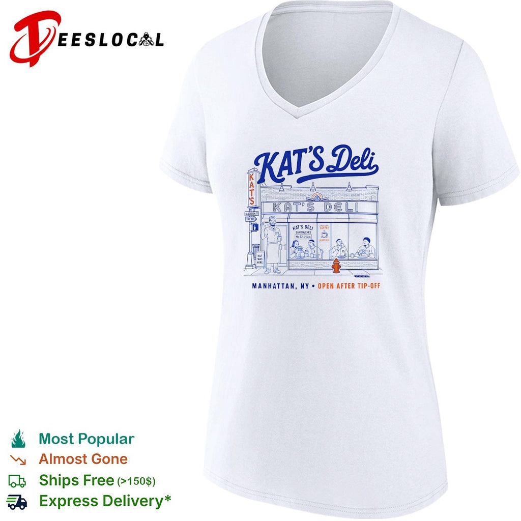 Kat’s Deli Manhattan NY open after tip-off street storefront illustration shirt
