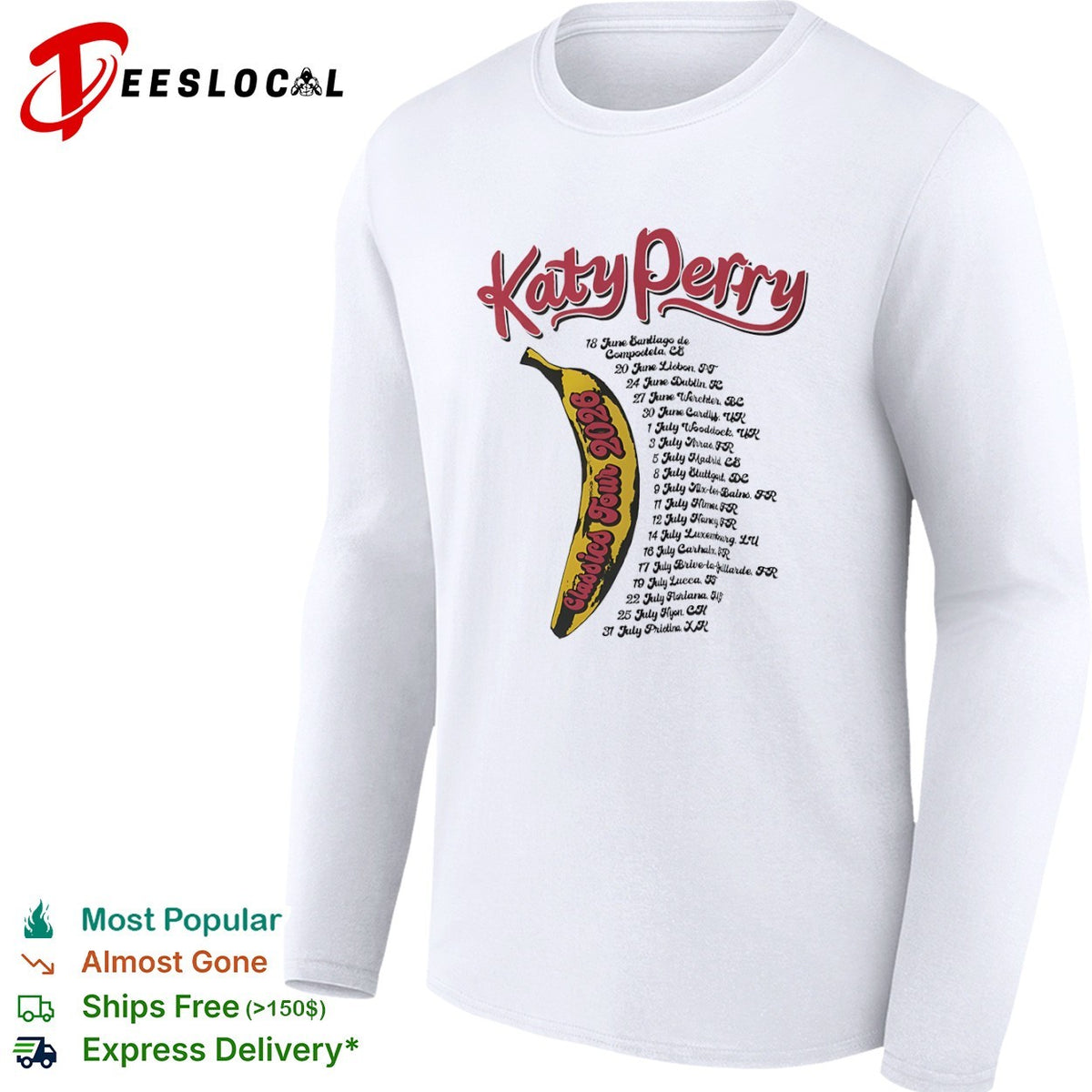 Katy Perry Classics Tour 2026 Santiago Lisbon Dublin Werchter Cardiff Woodstock shirt