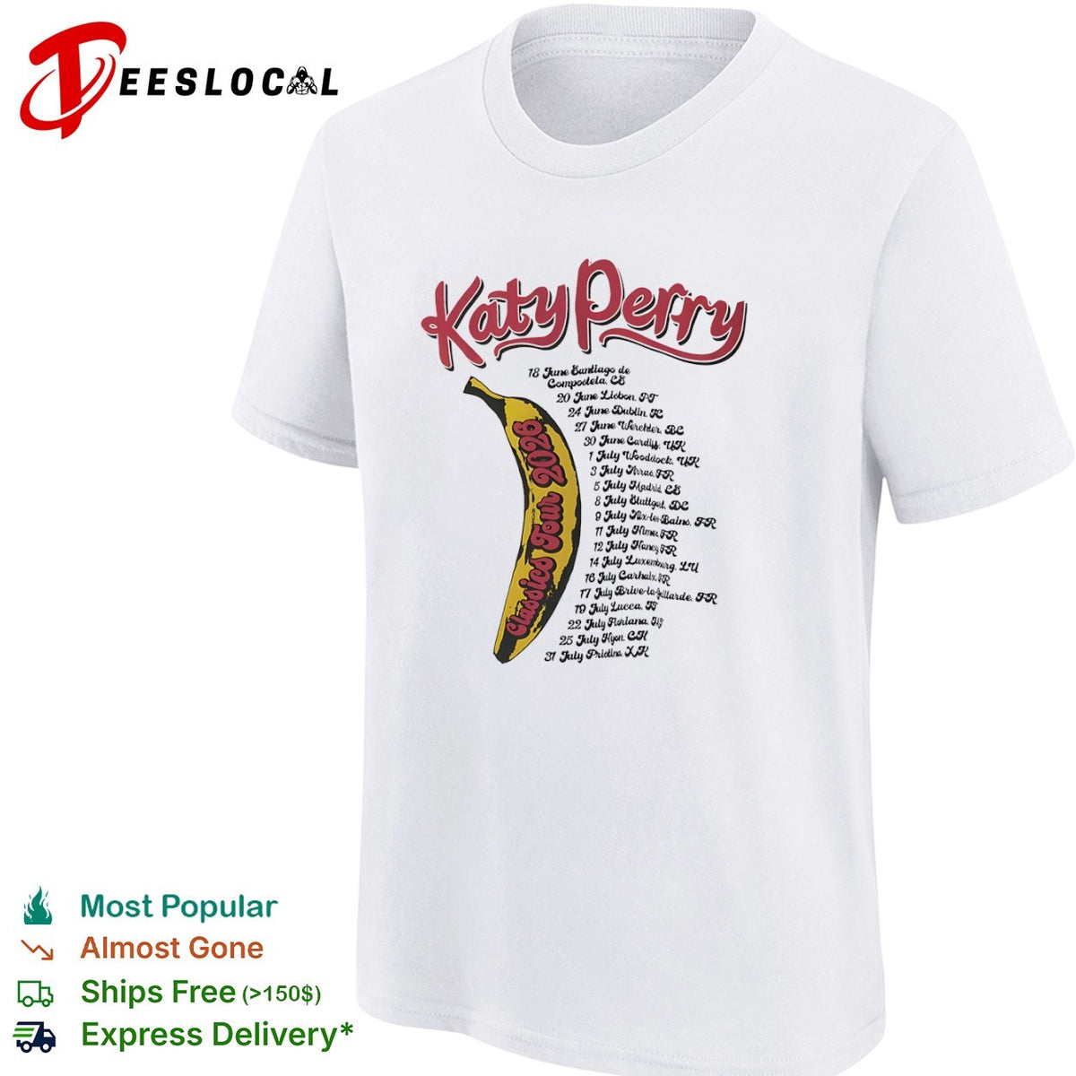 Katy Perry Classics Tour 2026 Santiago Lisbon Dublin Werchter Cardiff Woodstock shirt