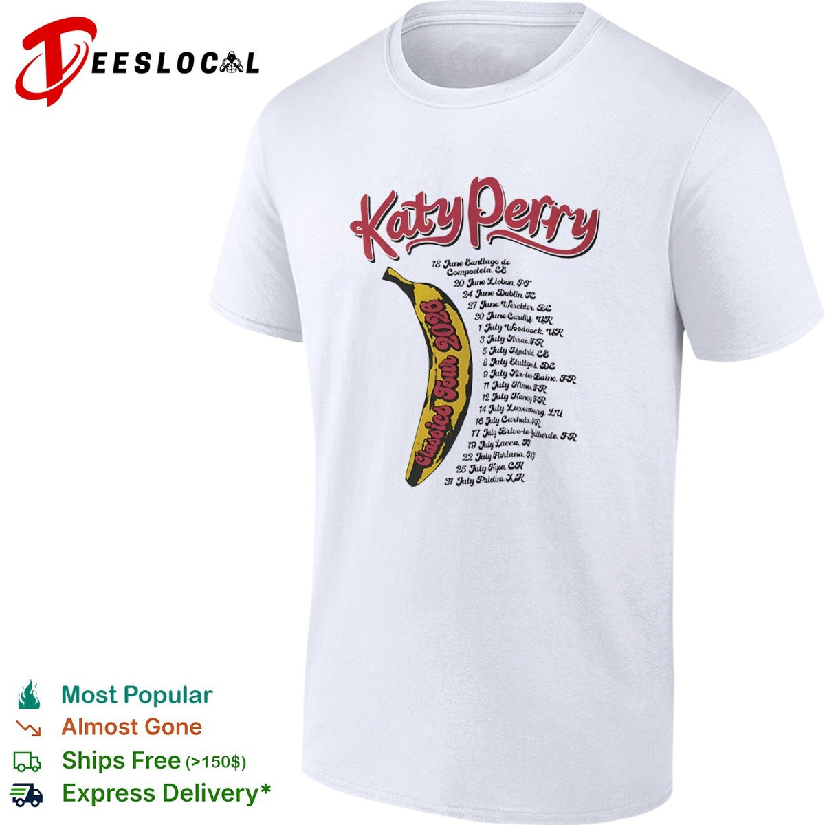 Katy Perry Classics Tour 2026 Santiago Lisbon Dublin Werchter Cardiff Woodstock shirt