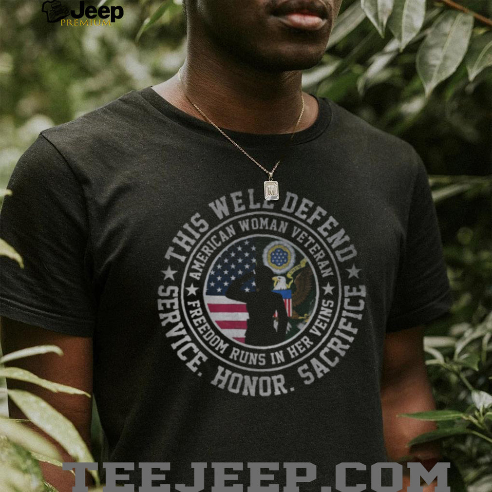 American Woman Veteran Freedom Runs In Her Veins Patriotic T Shirt
