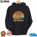 Keep Holding On Monkey Hugging Teddy Bear Retro Sunset T Shirt