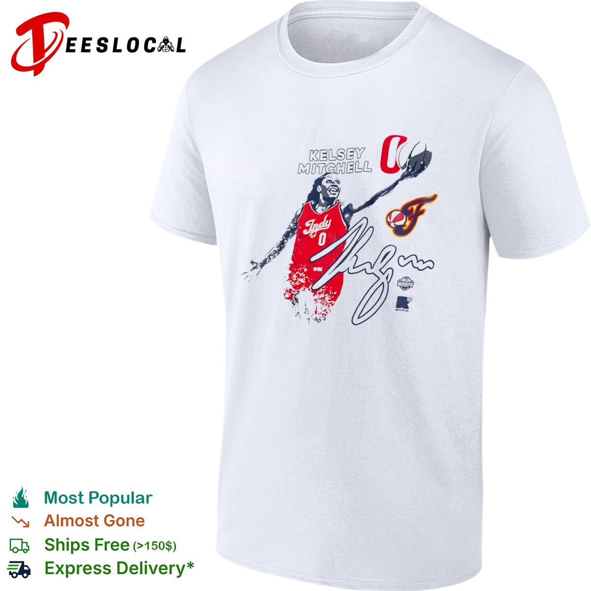Kelsey Mitchell Indiana Fever WNBA Round21 Indy 0 Signature Basketball Fan shirt