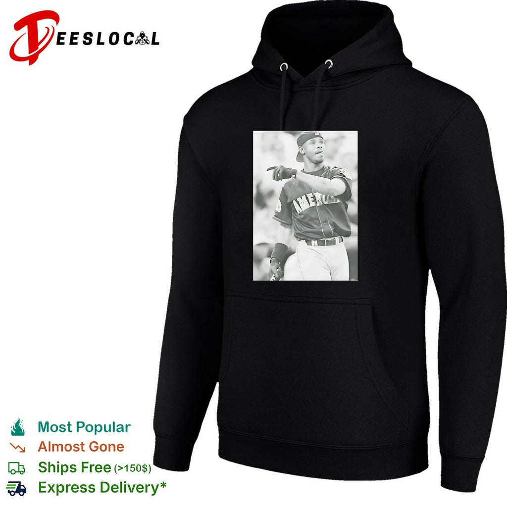 Ken Griffey Jr American League All-Star black white vintage baseball photo shirt