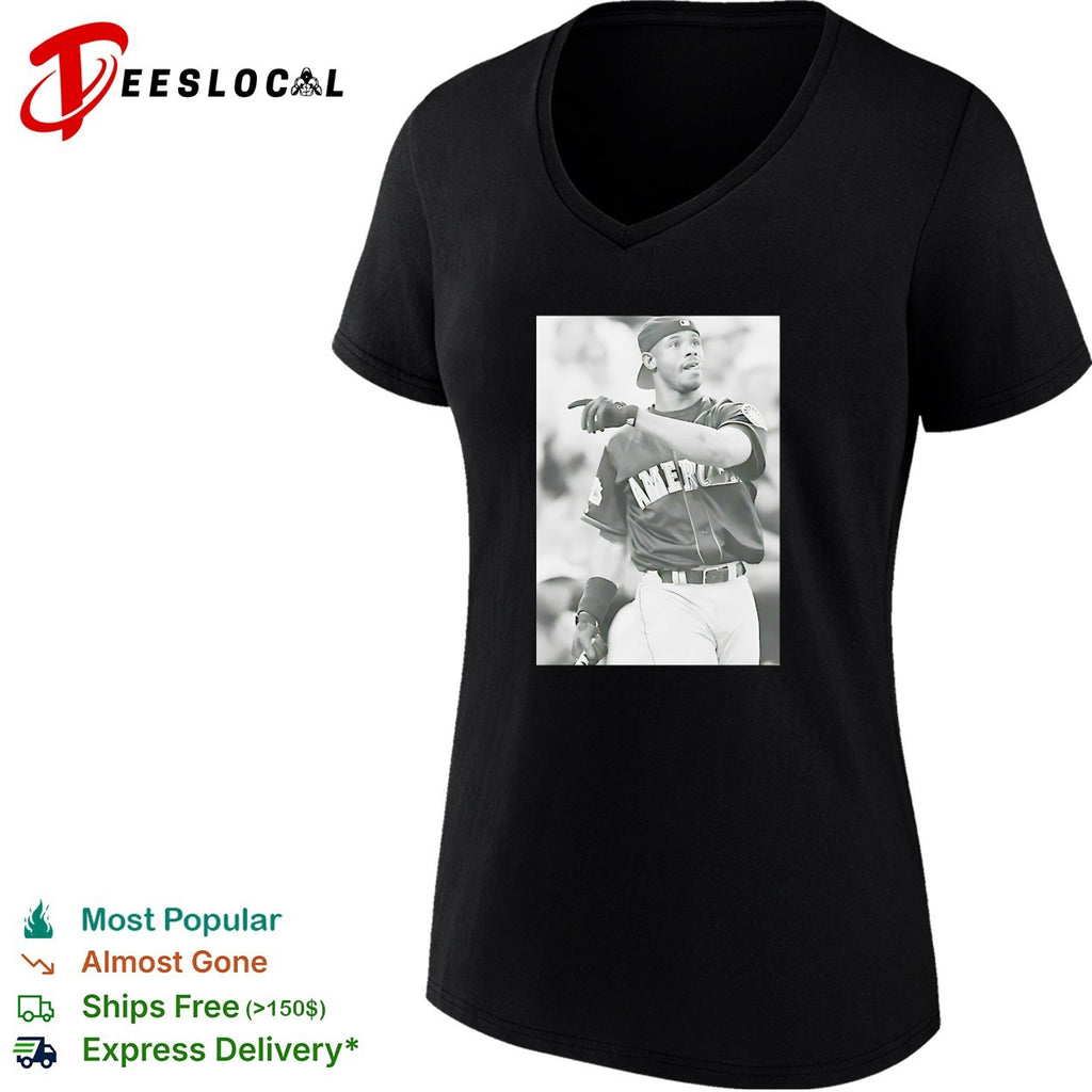 Ken Griffey Jr American League All-Star black white vintage baseball photo shirt