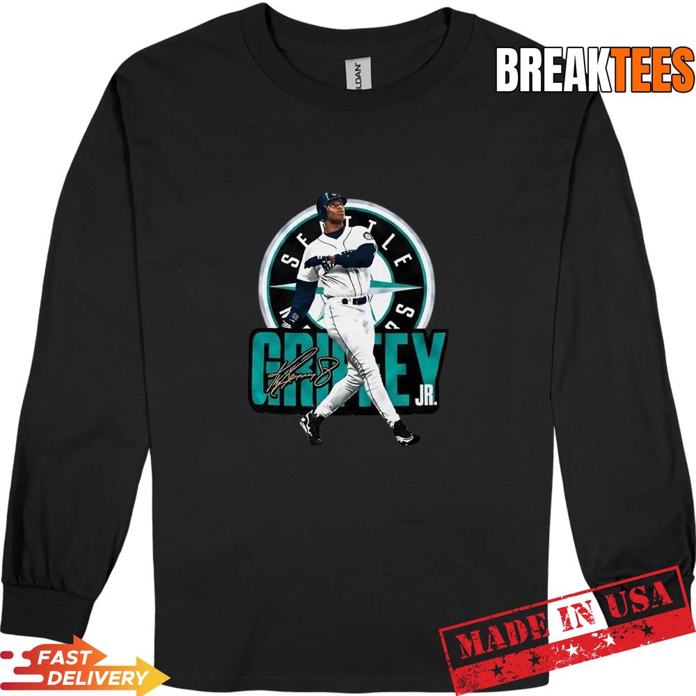 Ken Griffey Jr Seattle Mariners MLB pose Signature T-Shirt