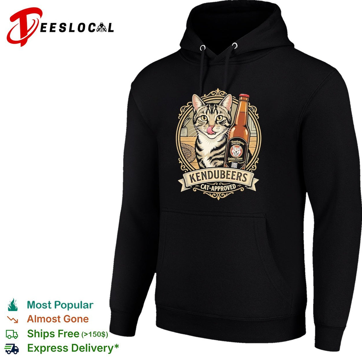 Kendubeers cat approved Golden Cross beer bottle shirt