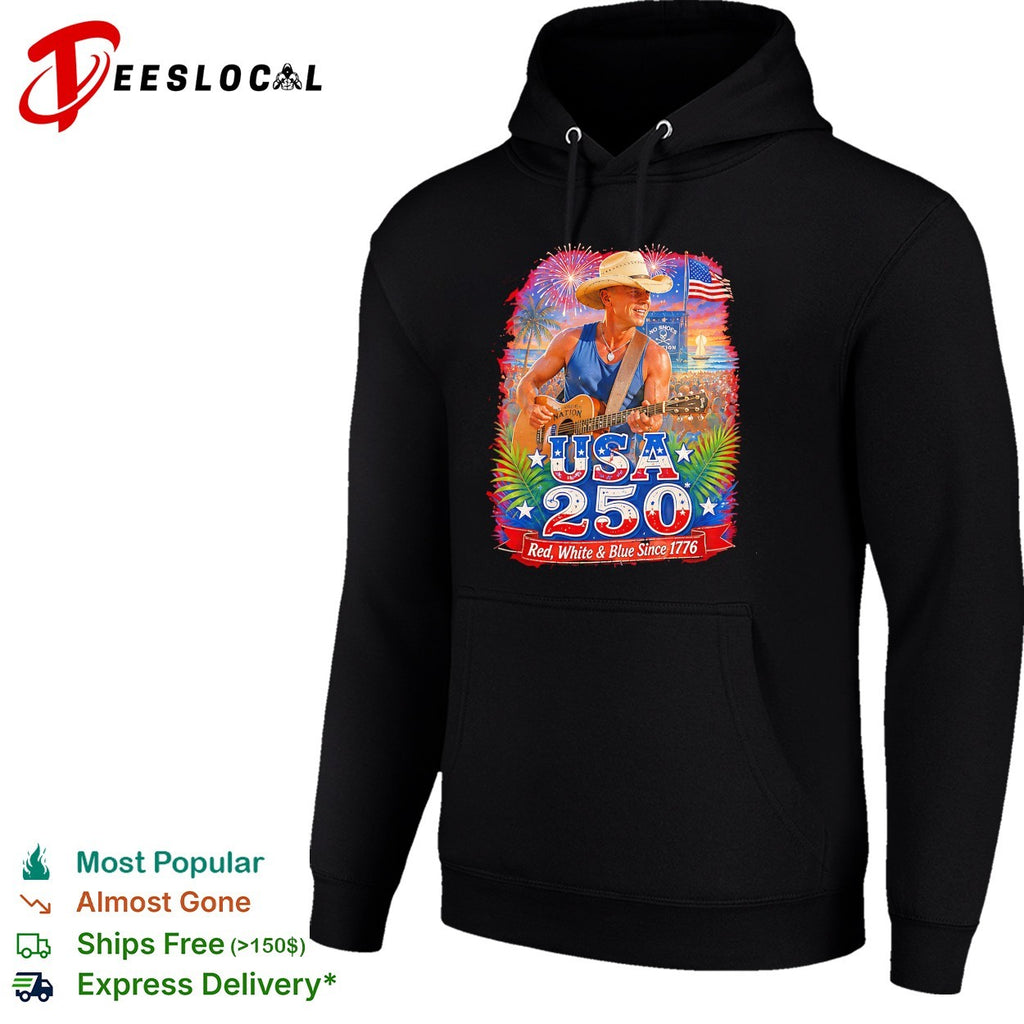 Kenny Chesney Cowboy guitarist red white and blue since 1776 fireworks poster shirt