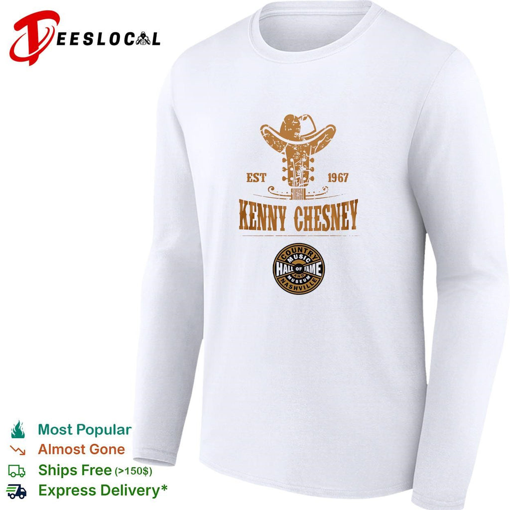 Kenny Chesney country music hall of fame Nashville est 1967 cowboy hat guitar badge shirt