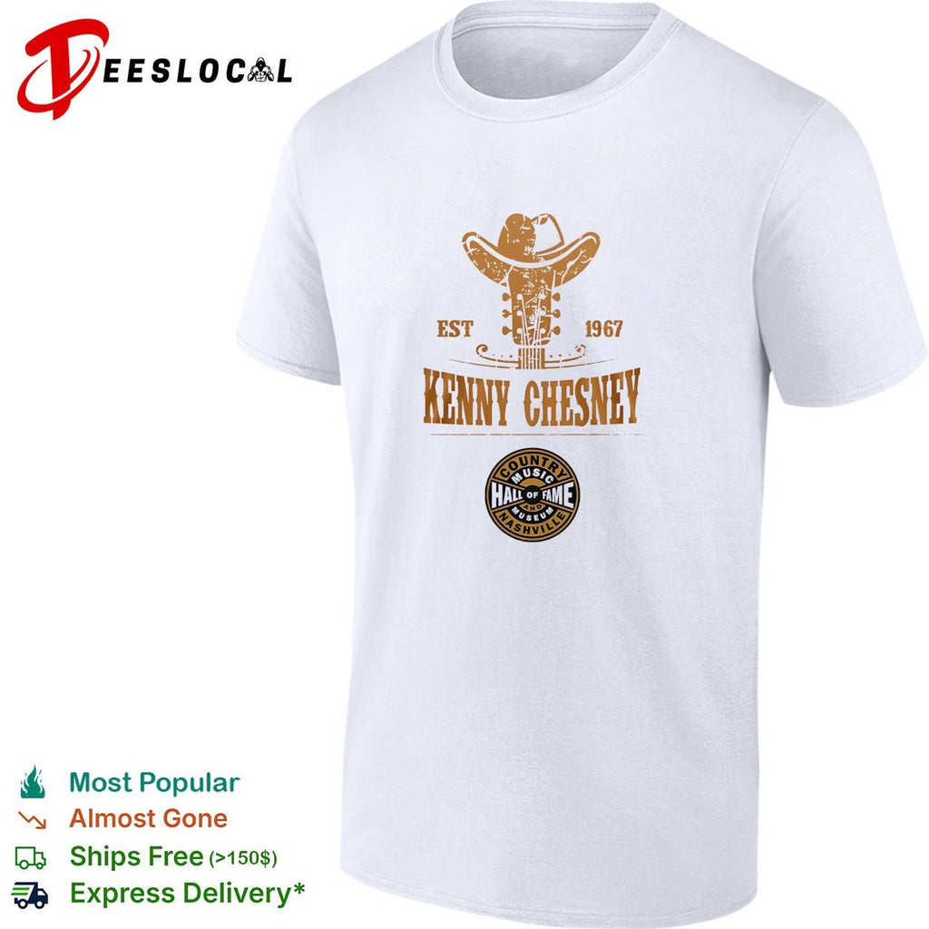 Kenny Chesney country music hall of fame Nashville est 1967 cowboy hat guitar badge shirt