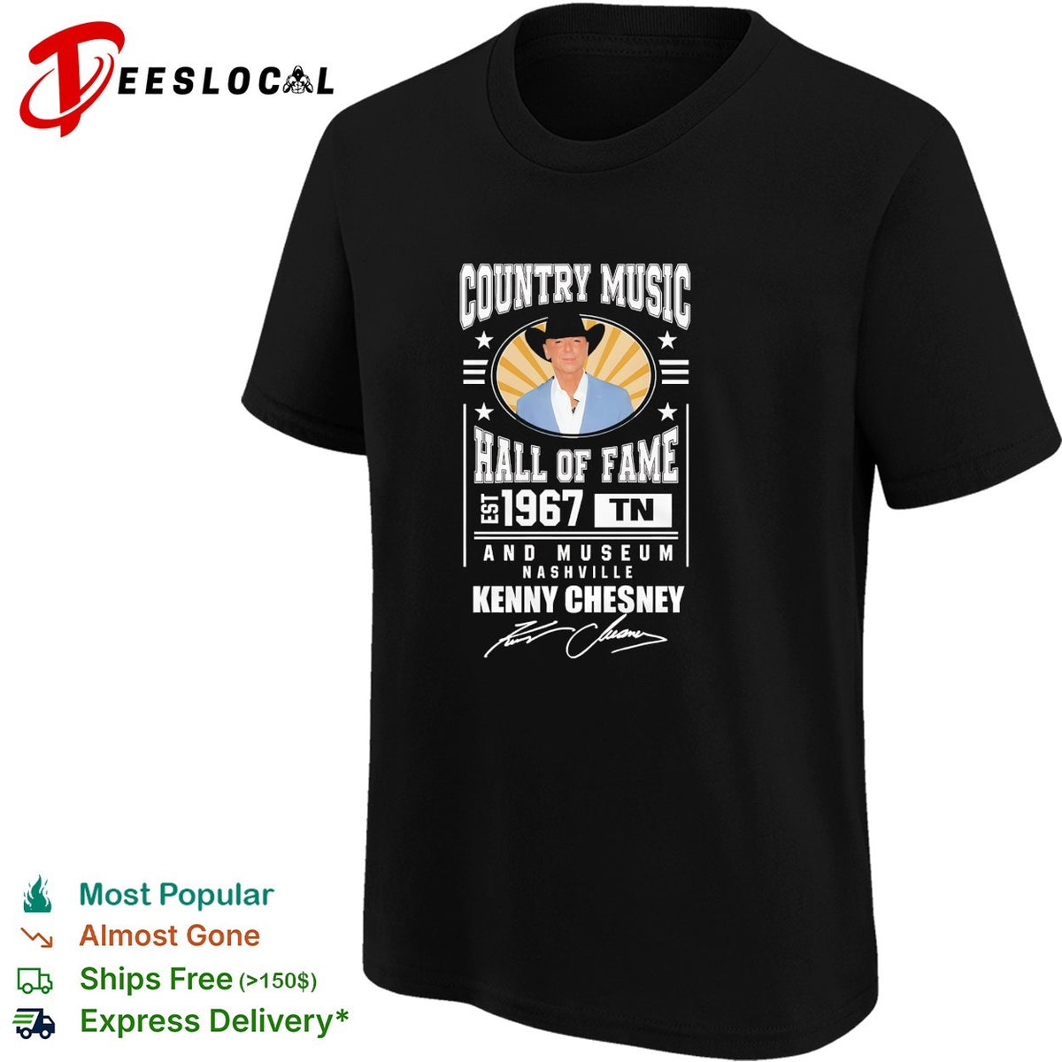 Kenny Chesney country music hall of fame Nashville est 1967 portrait badge shirt