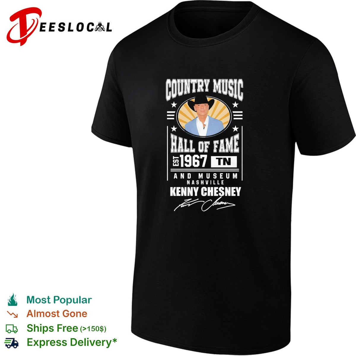 Kenny Chesney country music hall of fame Nashville est 1967 portrait badge shirt