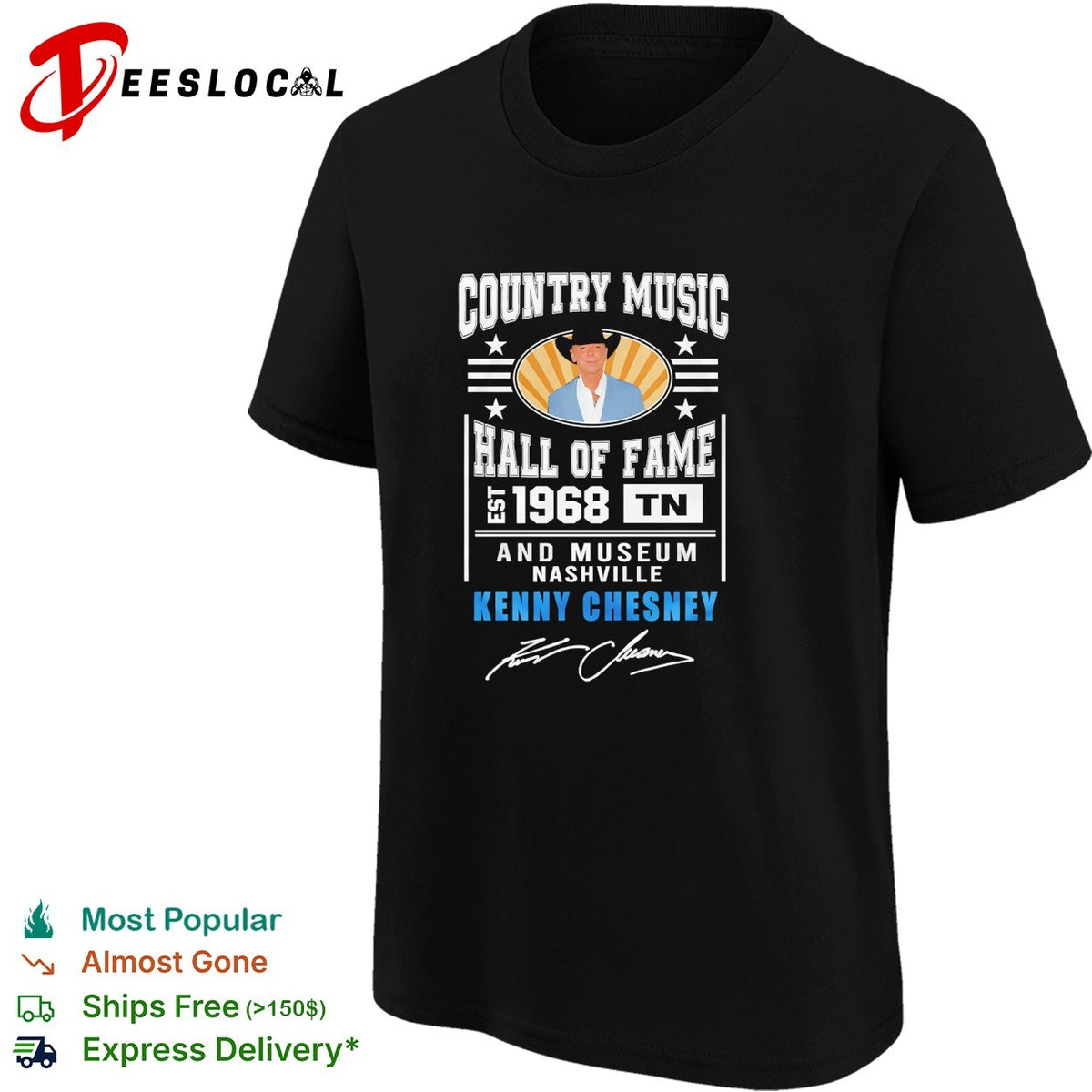 Kenny Chesney country music hall of fame Nashville est 1968 portrait badge shirt