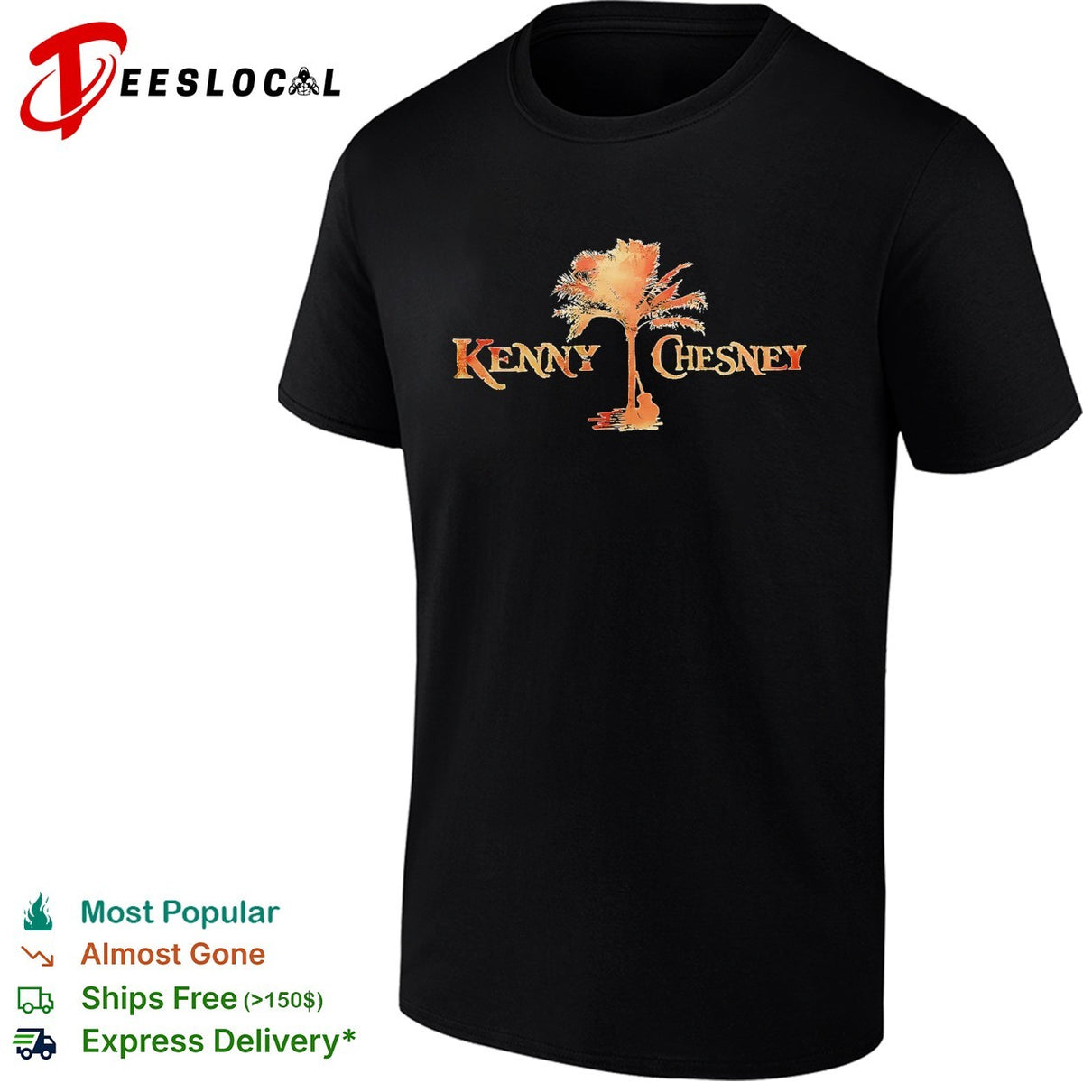 Kenny Chesney palm tree guitar silhouette vintage text shirt