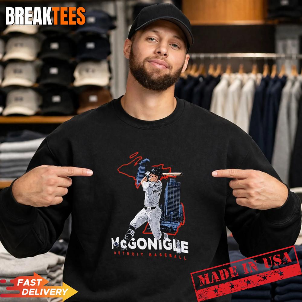 Kevin McGonigle Detroit Tigers baseball Detroit Map T-Shirt