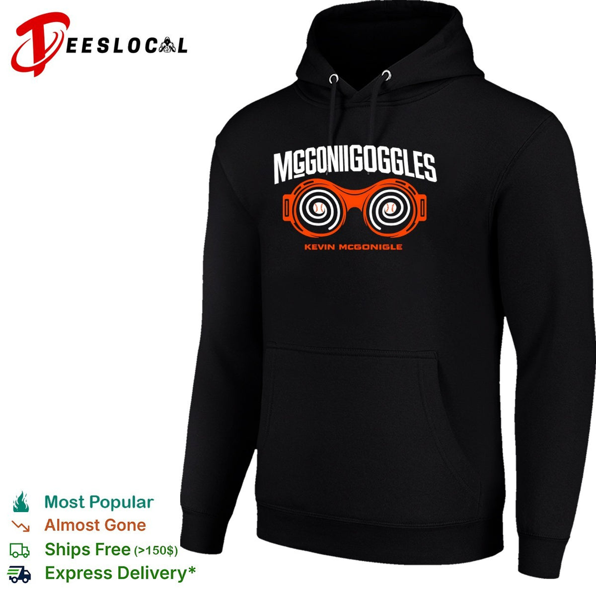 Kevin McGonigle McGoniigoggles orange goggles baseballs shirt