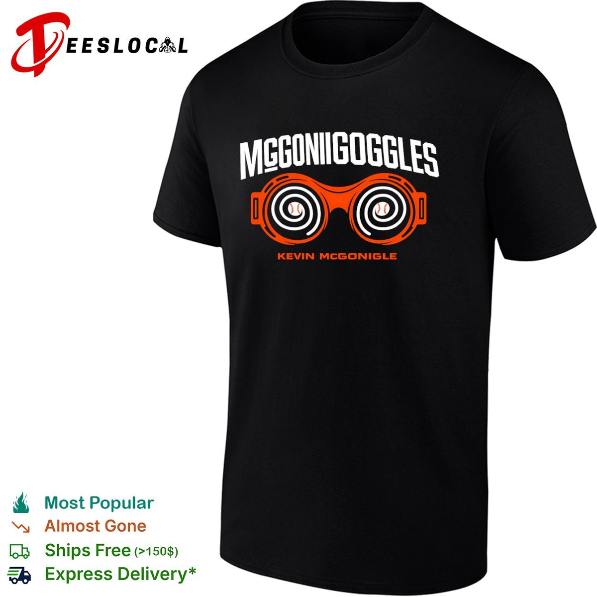 Kevin McGonigle McGoniigoggles orange goggles baseballs shirt