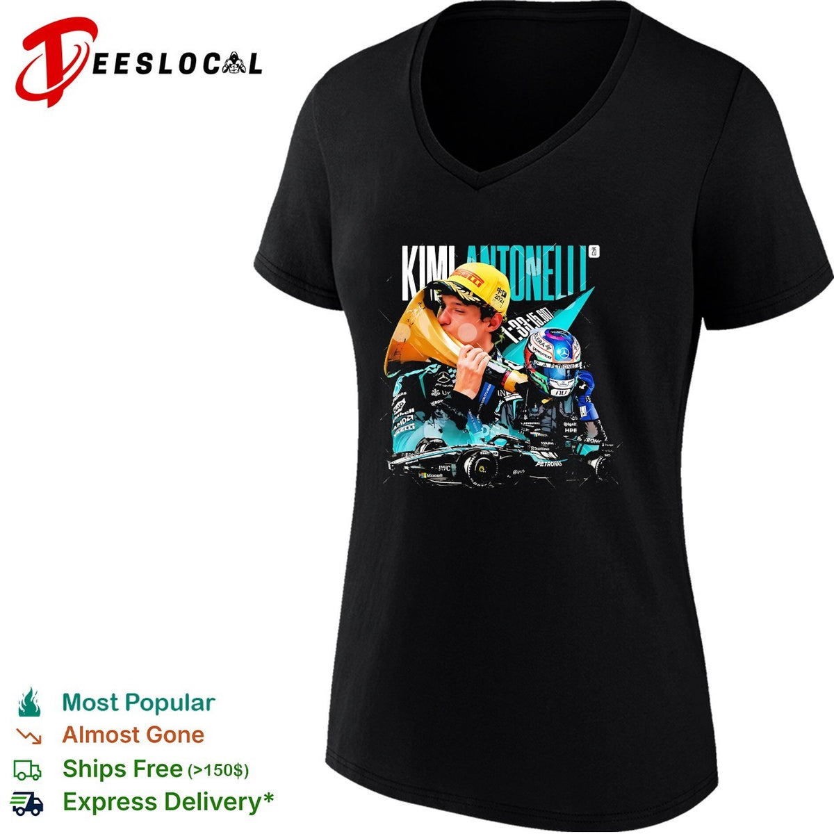 Kimi Antonelli F1 racing driver graphic collage shirt