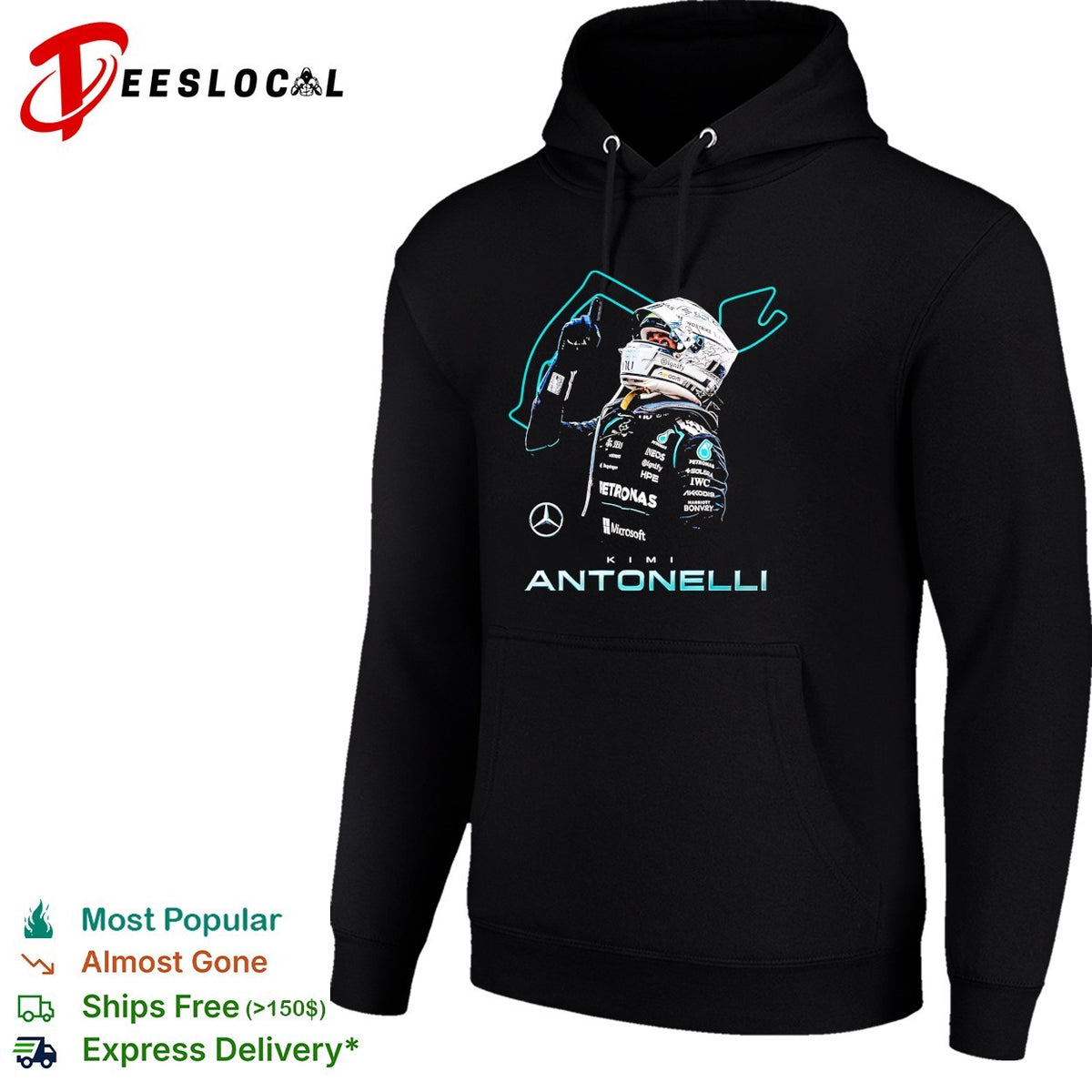 Kimi Antonelli Mercedes AMG Petronas Formula 1 Racing Team portrait fan art shirt